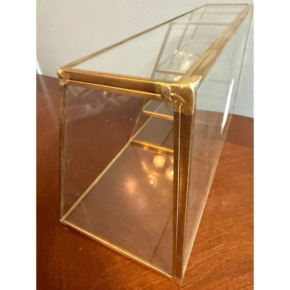 Vintage Gold Glass Makeup Organizer Vanity Storage Caddy Tiered 6Compartment